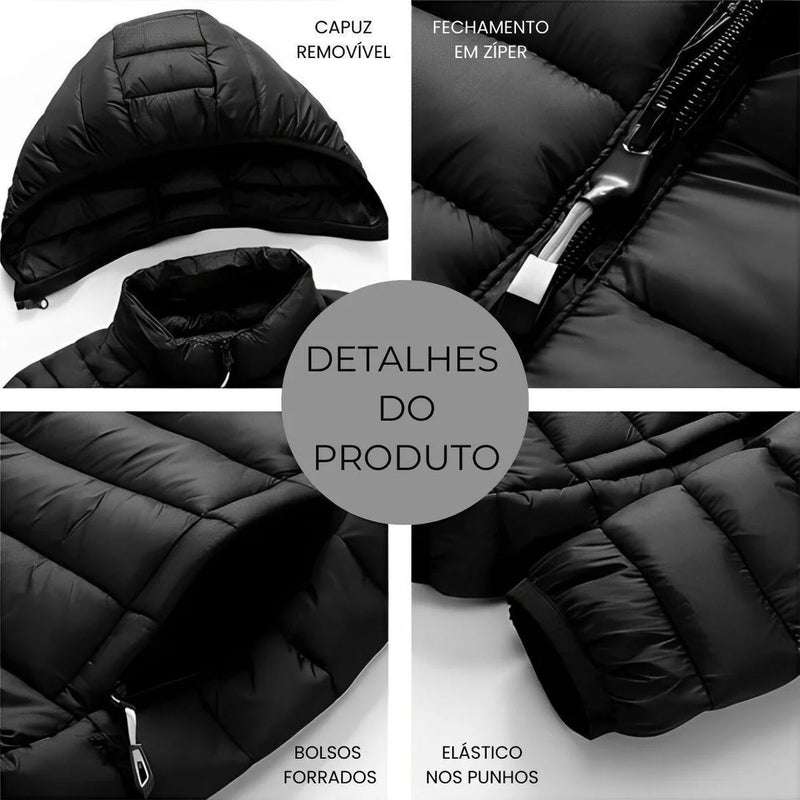 Jaqueta Puffer Acolchoada Impermeável