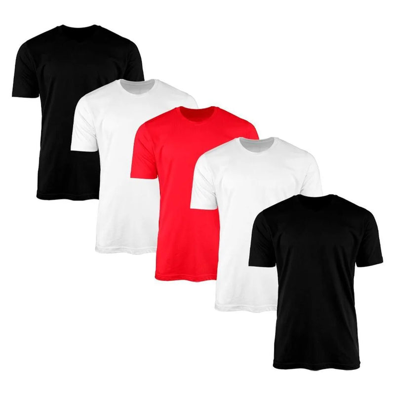 Kit 5 Camisetas AMGK Masculina Lisa Básica 100% Algodão - Colorido